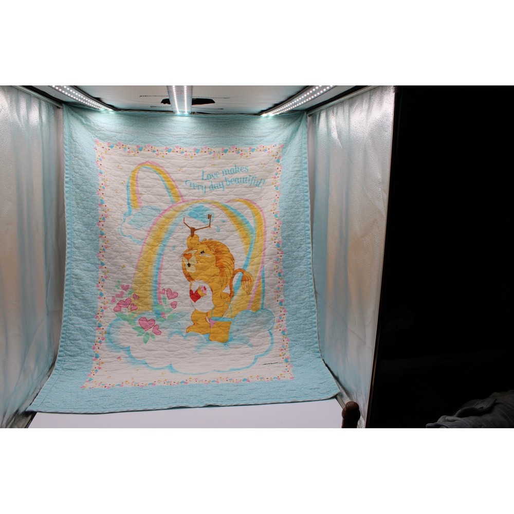 American Greetings Care Bear Cousins Brave Heart Lion Quilt Blanket Blue 1985